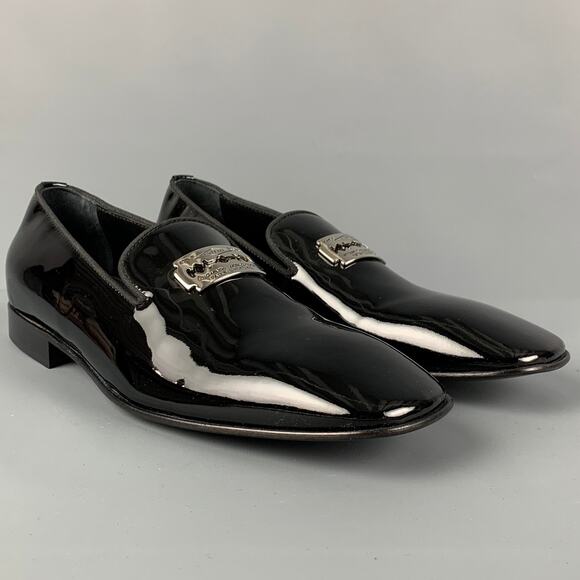 JOHN RICHMOND Size 9.5 Black Leather Slip On Razor Belt Loafers main image 5